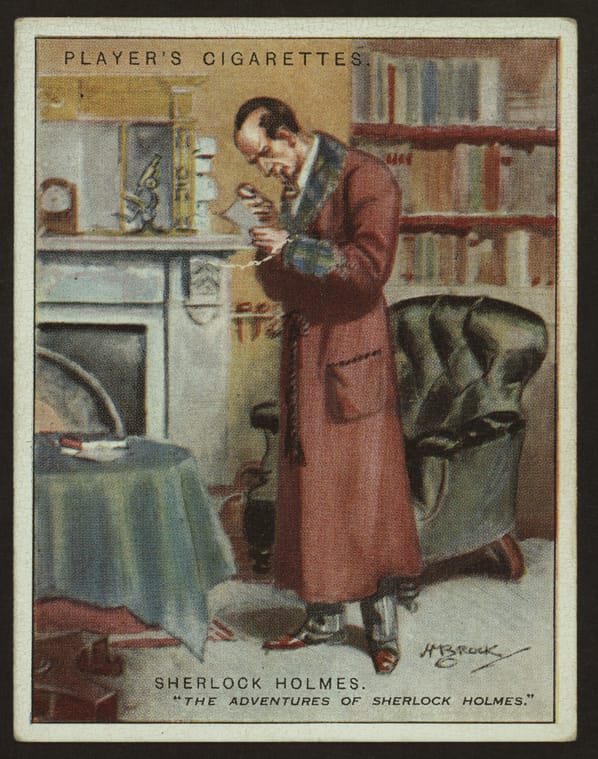 A Player's cigarette card showing an illustration from "The Adventures of Sherlock Holmes". Image: George Arents Collection, The New York Public Library. "Sherlock Holmes." The New York Public Library Digital Collections, 1850 - 1959